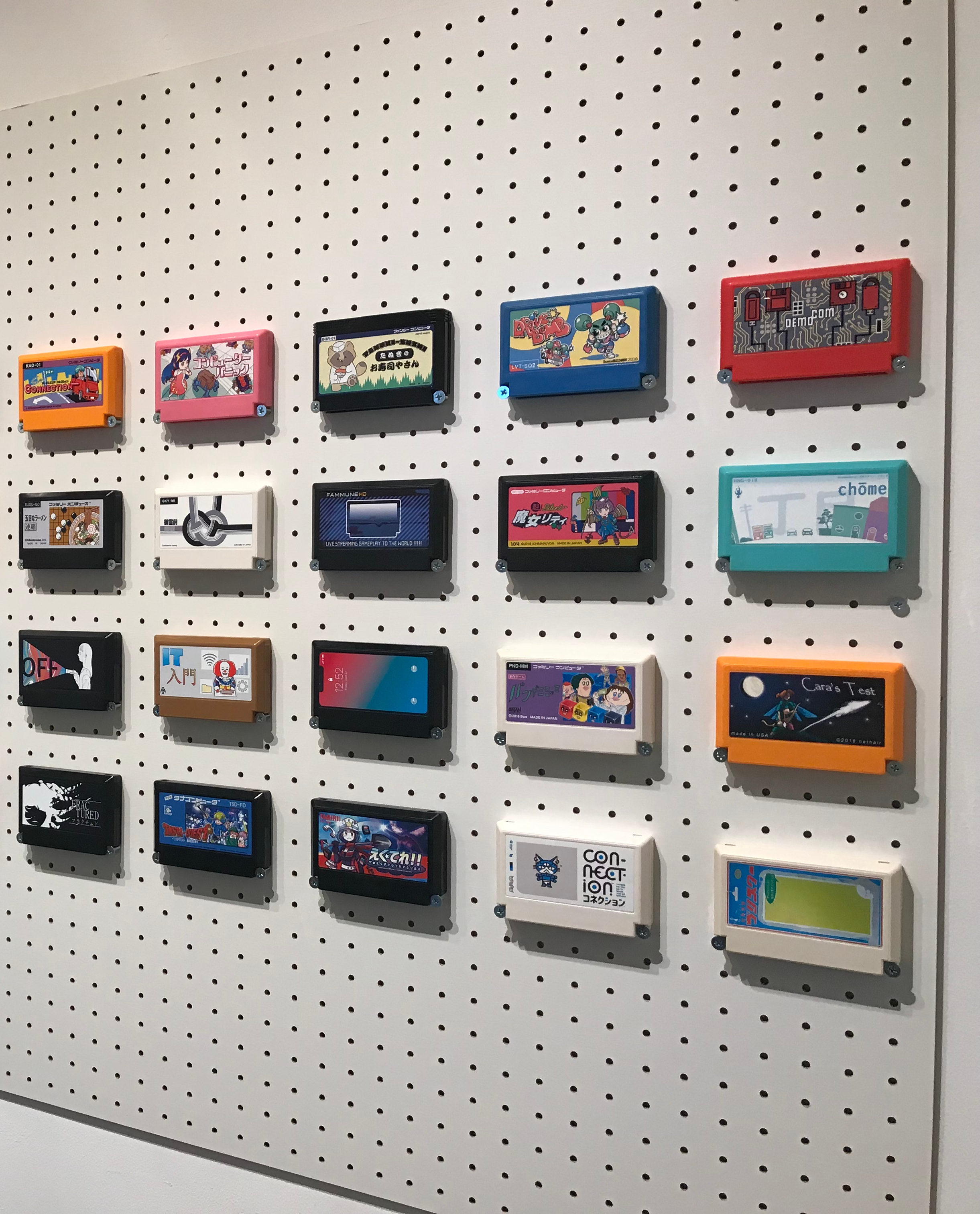 Famicase cartridges with art labels