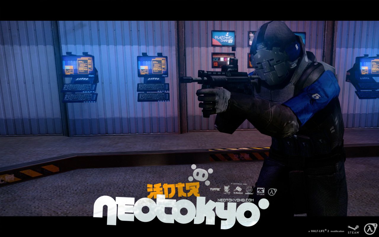 An image of a cyborg NSF Agent, a playable character in NEOTOKYO